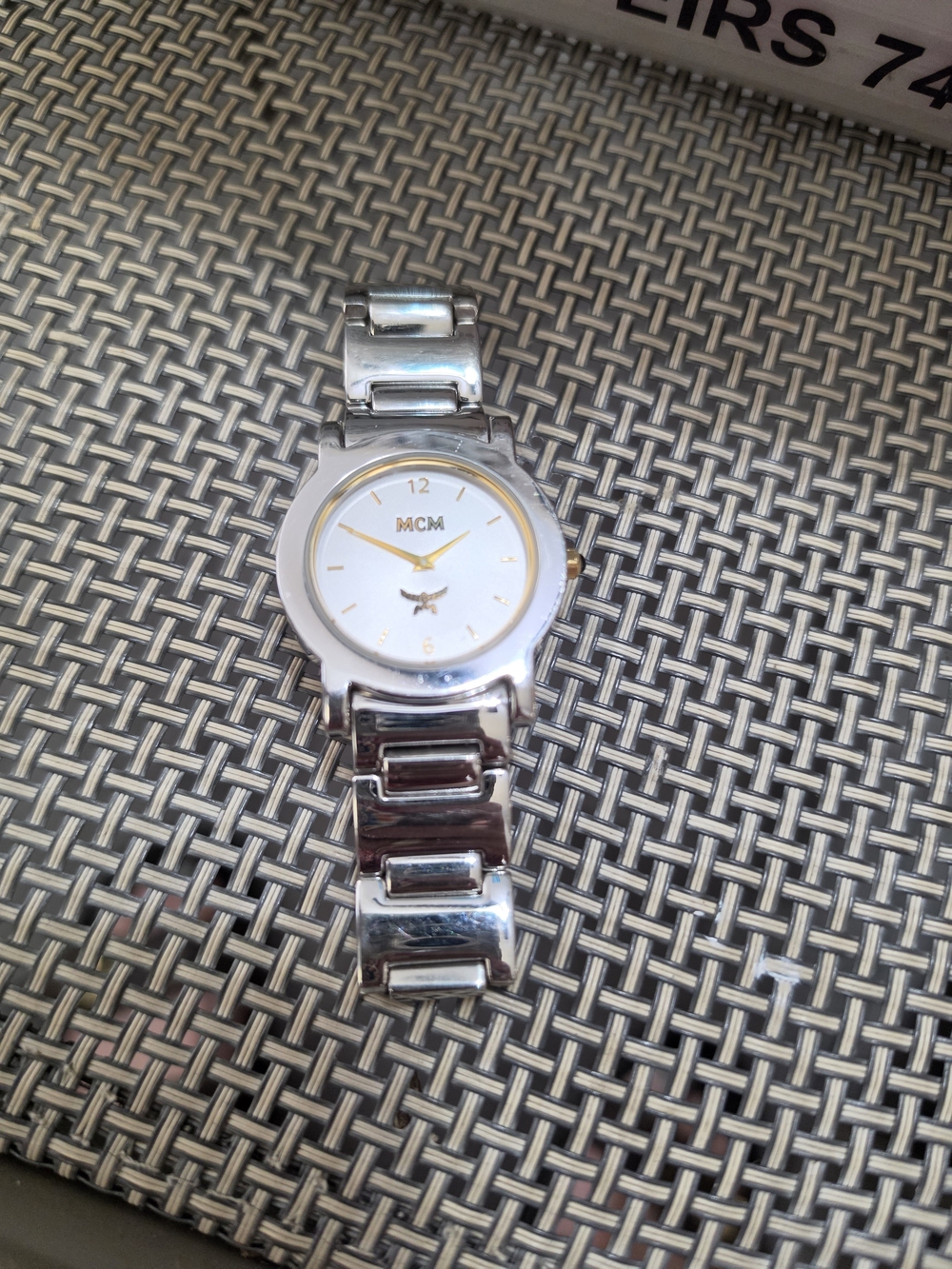 MCM Silver and Gold Accent Stainless Steel Bracelet Watch